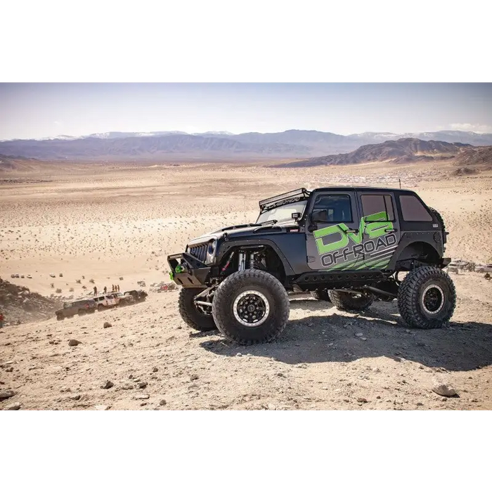 DV8 Offroad 07-18 Jeep Wrangler JK Metal Heat Dispersion Hood - Primer Black with Green and Black Graphic
