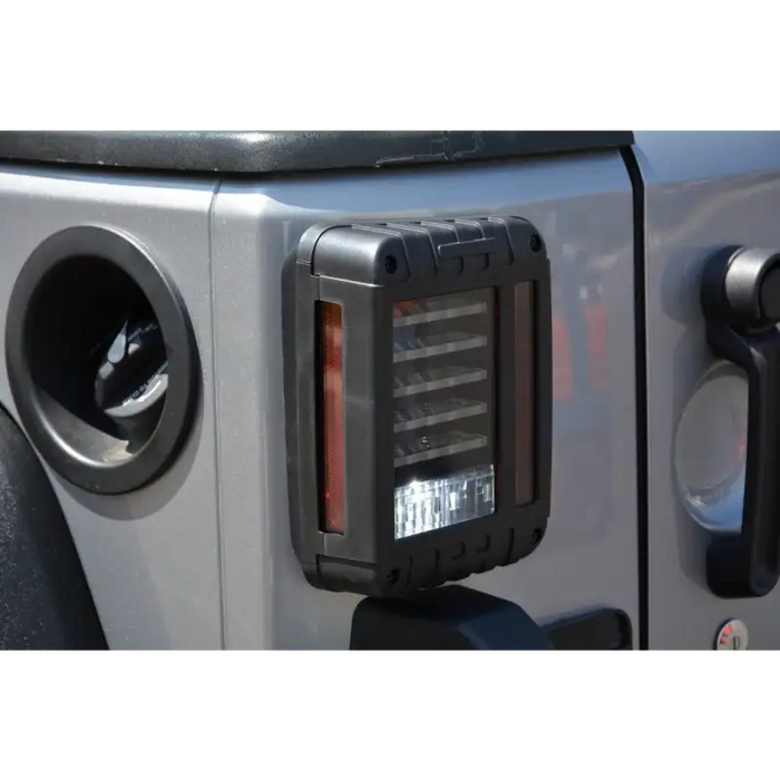 Black and white truck with octagon LED tail light