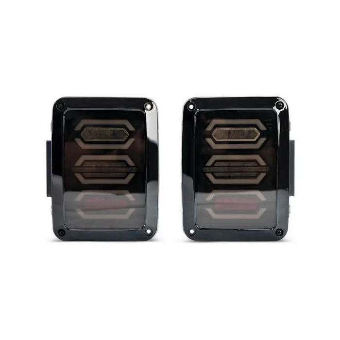 Pair of black octagon LED tail lights for Jeep Wrangler JK 07-18 - DV8 Offroad.