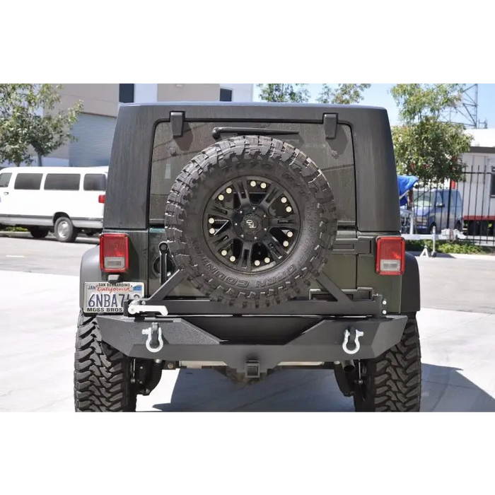 Jeep Wrangler JK Rear Aluminum Bumper with Tire Carrier - Black.