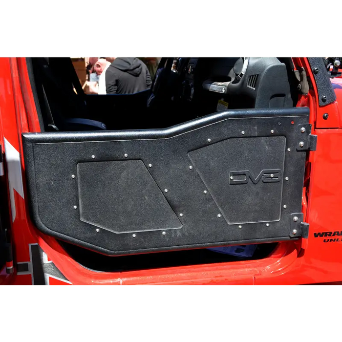 DV8 Offroad 07-18 Jeep Wrangler JK Rock Doors rear seat with door open