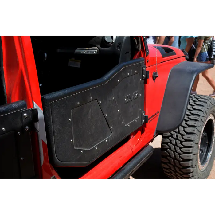 Black rock doors and bumper for Jeep Wrangler Jk, DV8 Offroad.