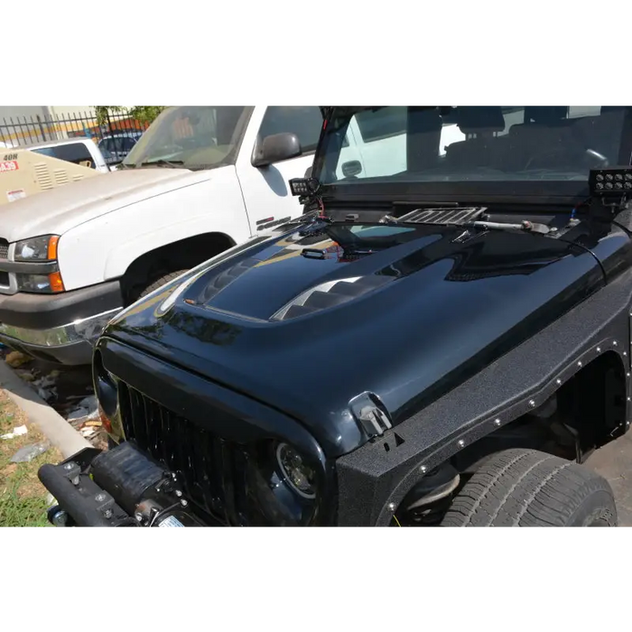 Dv8 offroad jeep wrangler jk rubicon 10th anniversary replica hood - black jeep with hood