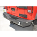 Red Jeep Wrangler JK Steel Mid Length Rear Bumper with black powder coating.