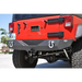 Red Jeep with black bumper and license plate on DV8 Offroad 07-18 Jeep Wrangler JK Steel Mid Length Rear Bumper.