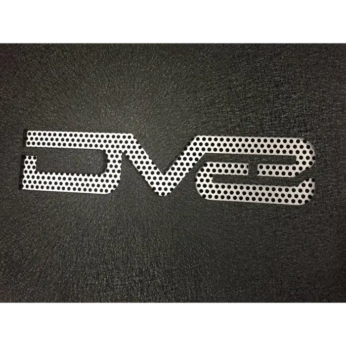 DV8 Offroad Jeep Wrangler Tramp Stamp metal plate logo close-up view