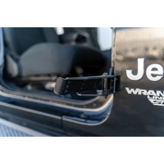 Black Jeep Wrangler foot pegs by DV8 Offroad