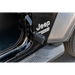 DV8 Offroad black logo foot pegs for Jeep Gladiator/Wrangler, door handle detail