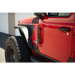 Red Jeep with black bumper and tire in DV8 Offroad 07-23 Jeep Gladiator/Wrangler JT/JK/JL Hinge Mounted Step