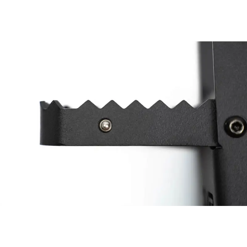 Black metal door handle with latch on DV8 Offroad 07-23 Jeep Gladiator/Wrangler JT/JK/JL Hinge Mounted Step.