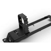 Black metal bracket attached to hinge mounted step for Jeep Gladiator/Wrangler.