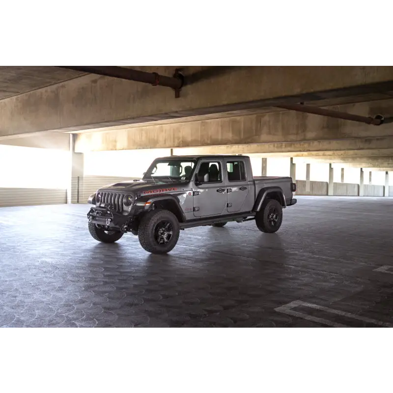 DV8 Offroad black Jeep parked in garage - JK/JL & JT FS-1 Series Stubby Front Bumper