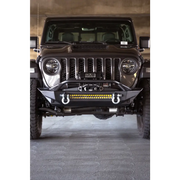 DV8 Offroad bumper mounted on Jeep Wrangler for recovery options