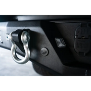 Black metal latch with metal ring on DV8 Offroad 16-23 Toyota Tacoma MTO Series Rear Bumper