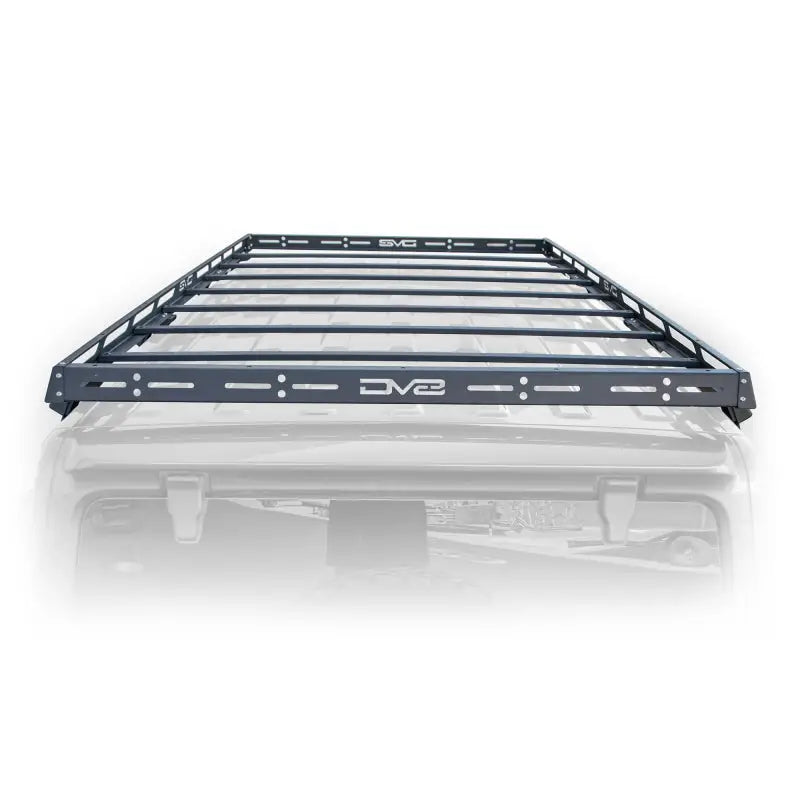 Close up of metal frame roof rack on DV8 Offroad Jeep Wrangler JL 4-Door.