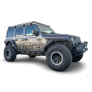 DV8 Offroad black roof rack for Jeep Wrangler JL with large tire carrier
