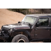DV8 Offroad 18-22 Jeep Gladiator JT Cowl Light Bar Bracket featuring a Jeep Wrangler