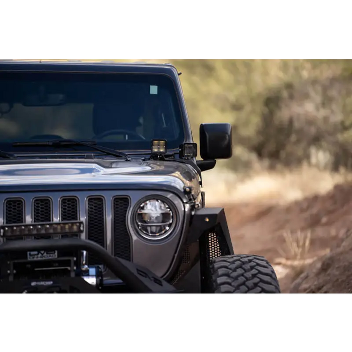 Jeep Gladiator JT with large grille and bumper- DV8 Offroad Cowl Light Bar Bracket.