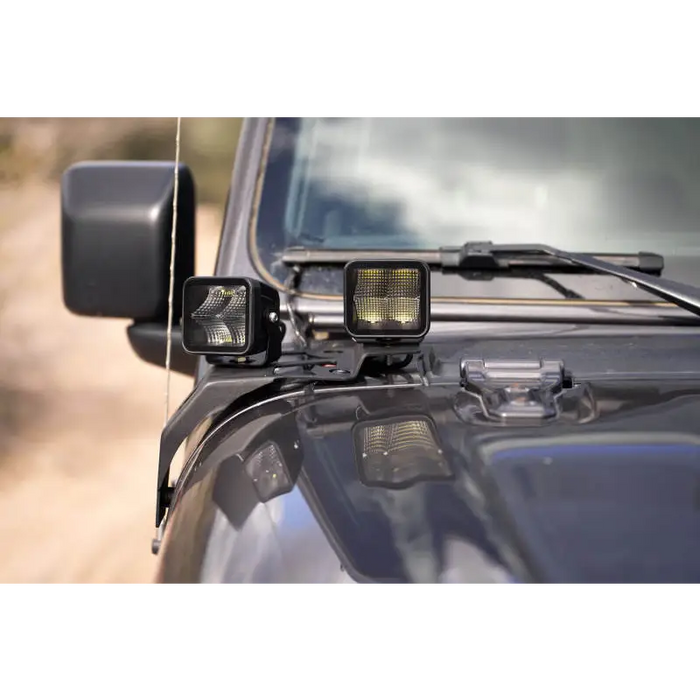 DV8 Offroad Jeep Gladiator JT Cowl Light Bar Bracket with Side View Mirror