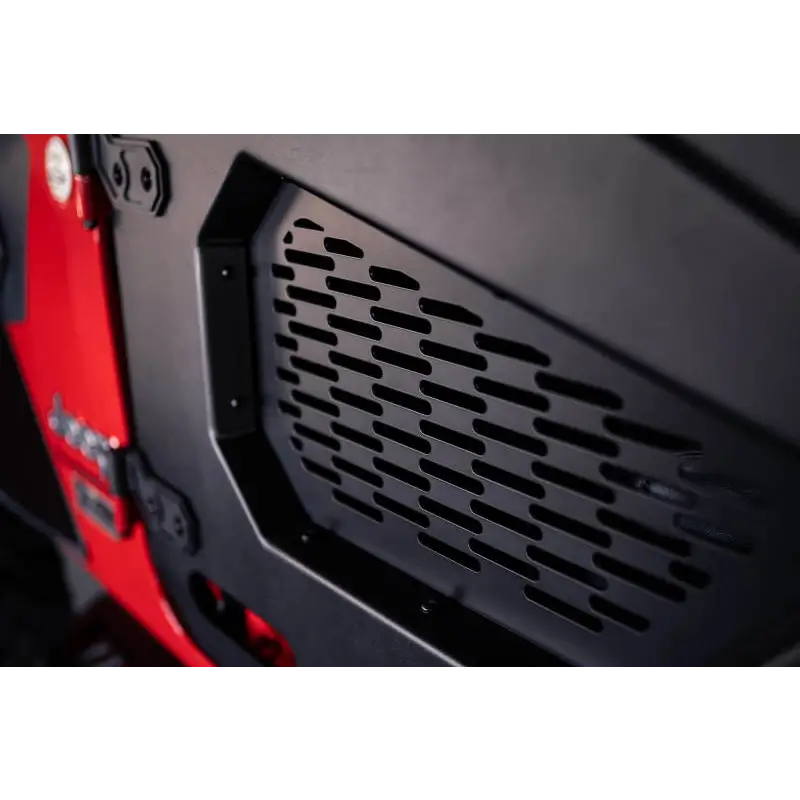 Red and black DV8 Offroad Jeep Wrangler JL/JT Spec Series Half Doors - Front Set grill