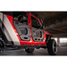 DV8 Offroad Spec Series Half Doors - Rear Set, red and white Jeep with black door