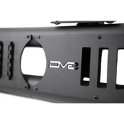 Black license plate with logo on DV8 Offroad 18-23 Jeep Wrangler JL 4 Door Body/Pinch Weld Mounted Step