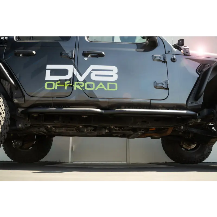 DV8 Offroad Jeep Wrangler JL 4 Door Body/Pinch Weld Mounted Step - Black Jeep with White Decal