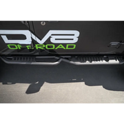 DV8 Offroad black truck front bumper with green lettering, Door Body Pinch Weld Mounted Step.