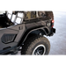 Black Jeep with large tire and rack on back, showcasing DV8 Offroad Slim Fender Flares.