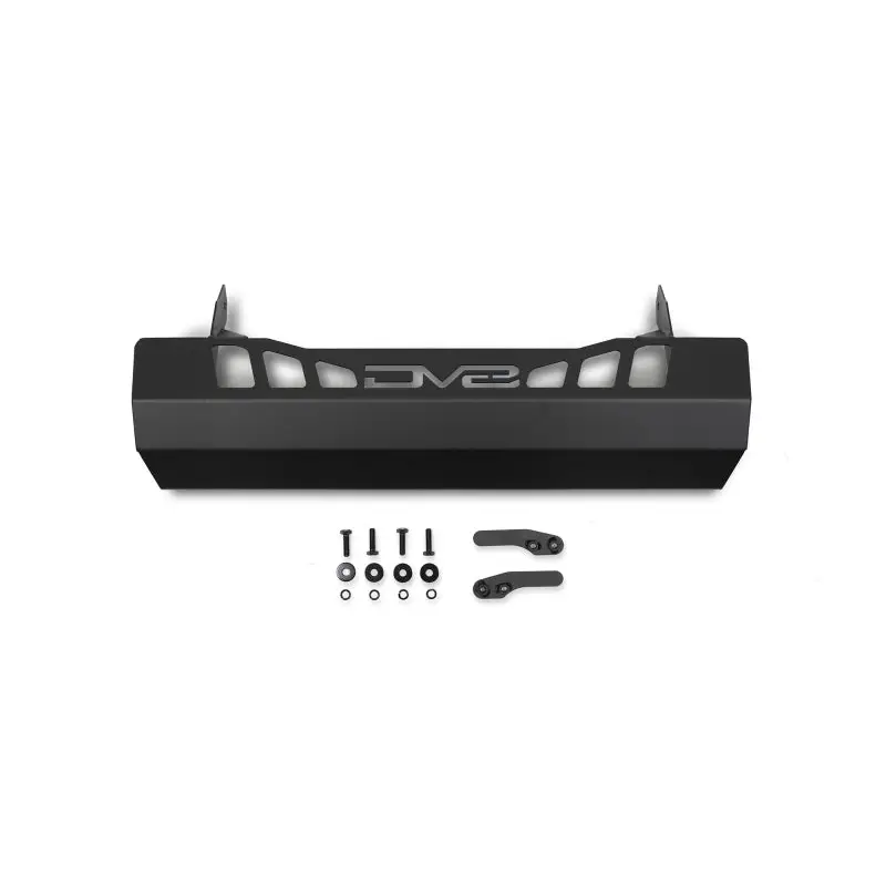 Black front bumper cover with sway bar disconnect screw and screw from DV8 Offroad 18-23 Jeep Wrangler JL/JT.