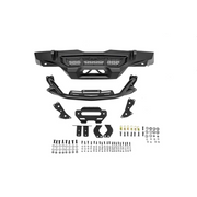DV8 Offroad Spec Series Front Bumper for Wrangler JL/Gladiator JT - Black bumper on white background