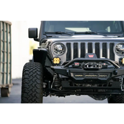Close up of DV8 Offroad 18-23 Wrangler JL/Gladiator JT Spec Series Front Bumper on Jeep