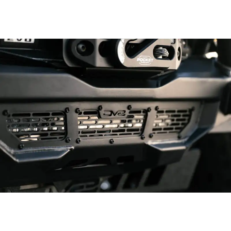 Close up of DV8 Offroad 18-23 Wrangler JL/Gladiator JT Spec Series Front Bumper plate