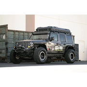 DV8 Offroad Spec Series Front Bumper for Wrangler JL/Gladiator JT with black roof rack and bumper