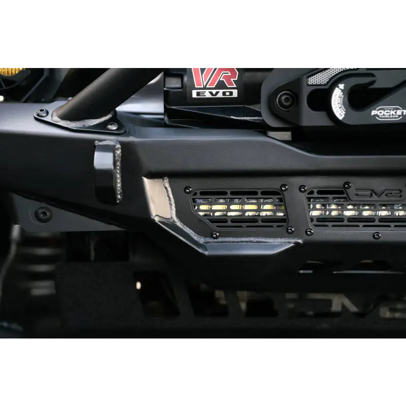 DV8 Offroad Spec Series Front Bumper on Black Bumper with Number Plate