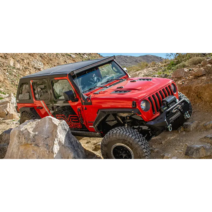 DV8 Offroad 18+ Jeep JL Rubicon Replica Hood, ideal for Jeep Wrangler Rubicon enthusiasts
