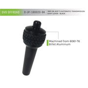 Close up of black microphone cap on DV8 Offroad 1997-06 Jeep TJ Auto Shift Lever