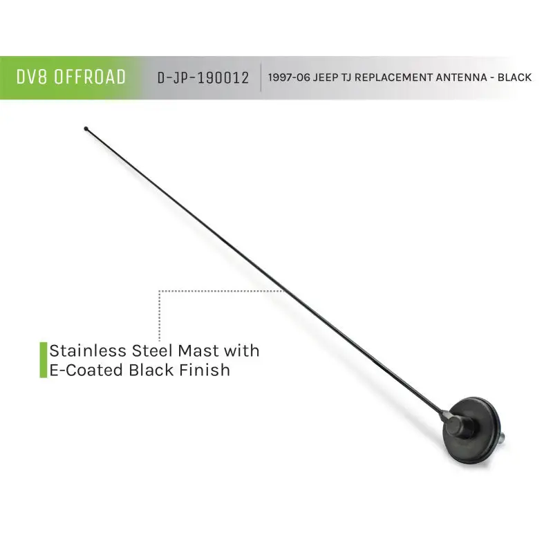 DV8 Offroad 1997-06 Jeep TJ Replacement Antenna Black - black metal detector on white background