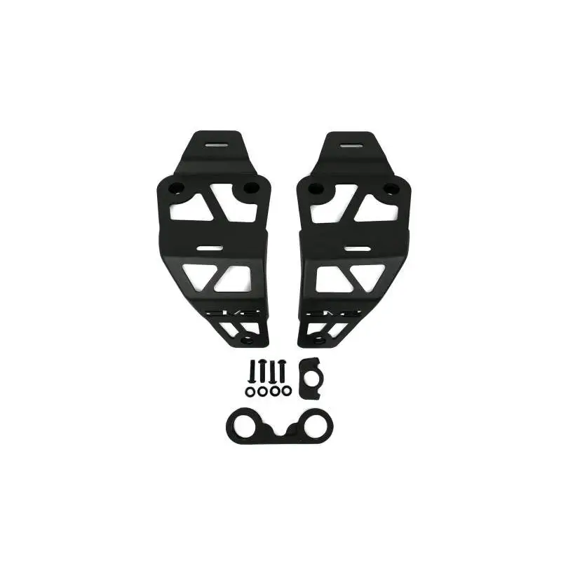 Black plastic front and rear mud guards for Polar Cat displayed in DV8 Offroad Jeep JL 392/ Jeep JT Mojave Edition Dual Pod Light Mounts.