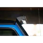 DV8 Offroad 20-22 Jeep JL 392 & JT Mojave A-Pillar Light Bar Mount with open car window and handle