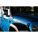 Blue Jeep with ’love’ decal on A-Pillar Light Bar Mount for Jeep JL 392 & JT Mojave