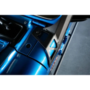 Blue motorcycle rear end with DV8 Offroad A-Pillar Light Bar Mount