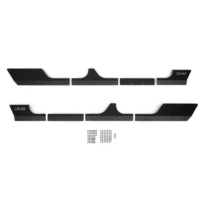 Pair of black front bumpers for BMW E-Type shown in DV8 Offroad 20-23 Jeep Gladiator JT Rock Skins.