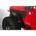 Red Jeep with black tire cover featuring DV8 Offroad 20-23 Jeep Gladiator JT Slim Fender Flares