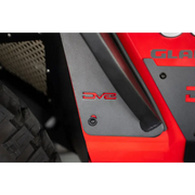 DV8 Offroad 20-23 Jeep Gladiator JT Slim Fender Flares front fender plate with logo