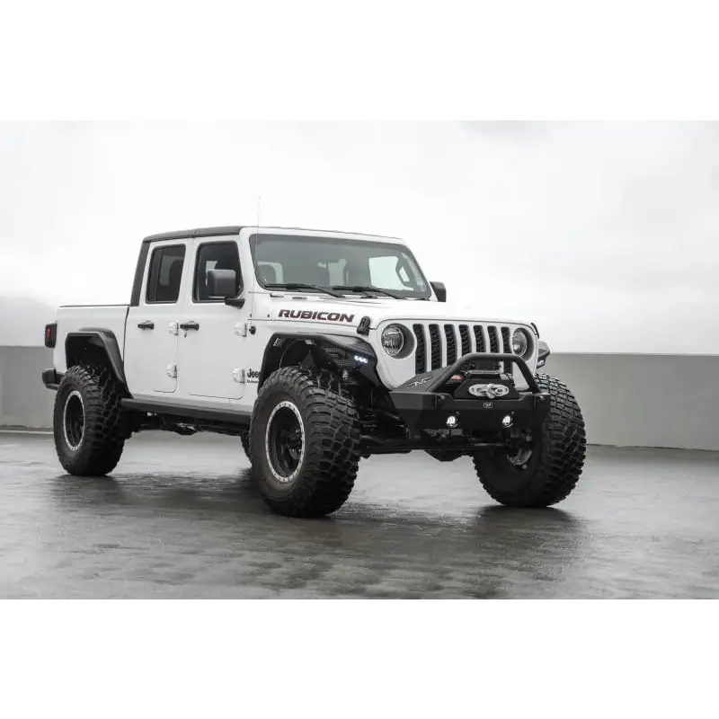 White Jeep Gladiator JT with Spec Series Fender Flares in Parking Lot