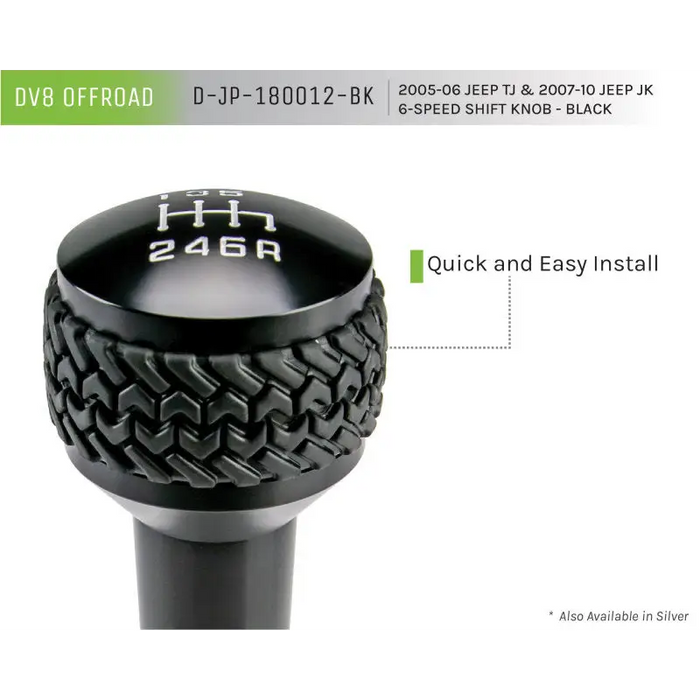 DV8 Offroad 6-Speed Shift Knob with Black Tire Pattern