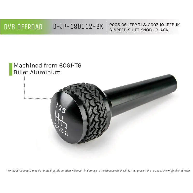 DV8 Offroad 6-Speed Shift Knob Black Finish