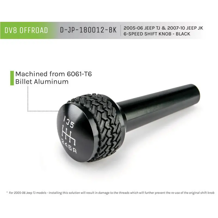 DV8 Offroad 6-Speed Shift Knob Black Finish