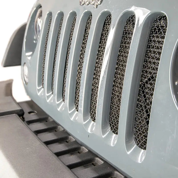 DV8 Offroad Jeep JK Black Mesh Grille for Jeep Wrangler - Front View